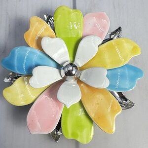 Sarah Coventry Brooch Enamel Colorful Multicolor Flower Pastel Petals Pin